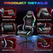 Gaming Office Chair RGB LED Racing Massage PU Computer Seat Bluetooth Speaker Headrest Retractable Footrest Comfortable Armchair Recliner Black