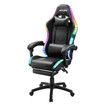 Gaming Office Chair RGB LED Racing Massage PU Computer Seat Bluetooth Speaker Headrest Retractable Footrest Comfortable Armchair Recliner Black