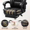 Massage Office Chair Heated Executive Computer Desk PU Leather Work Seat Comfortable Ergonomic Recliner High Back Retractable Footrest Black