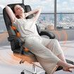 Massage Office Chair Heated Executive Computer Desk PU Leather Work Seat Comfortable Ergonomic Recliner High Back Retractable Footrest Black