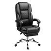 Massage Office Chair Heated Executive Computer Desk PU Leather Work Seat Comfortable Ergonomic Recliner High Back Retractable Footrest Black