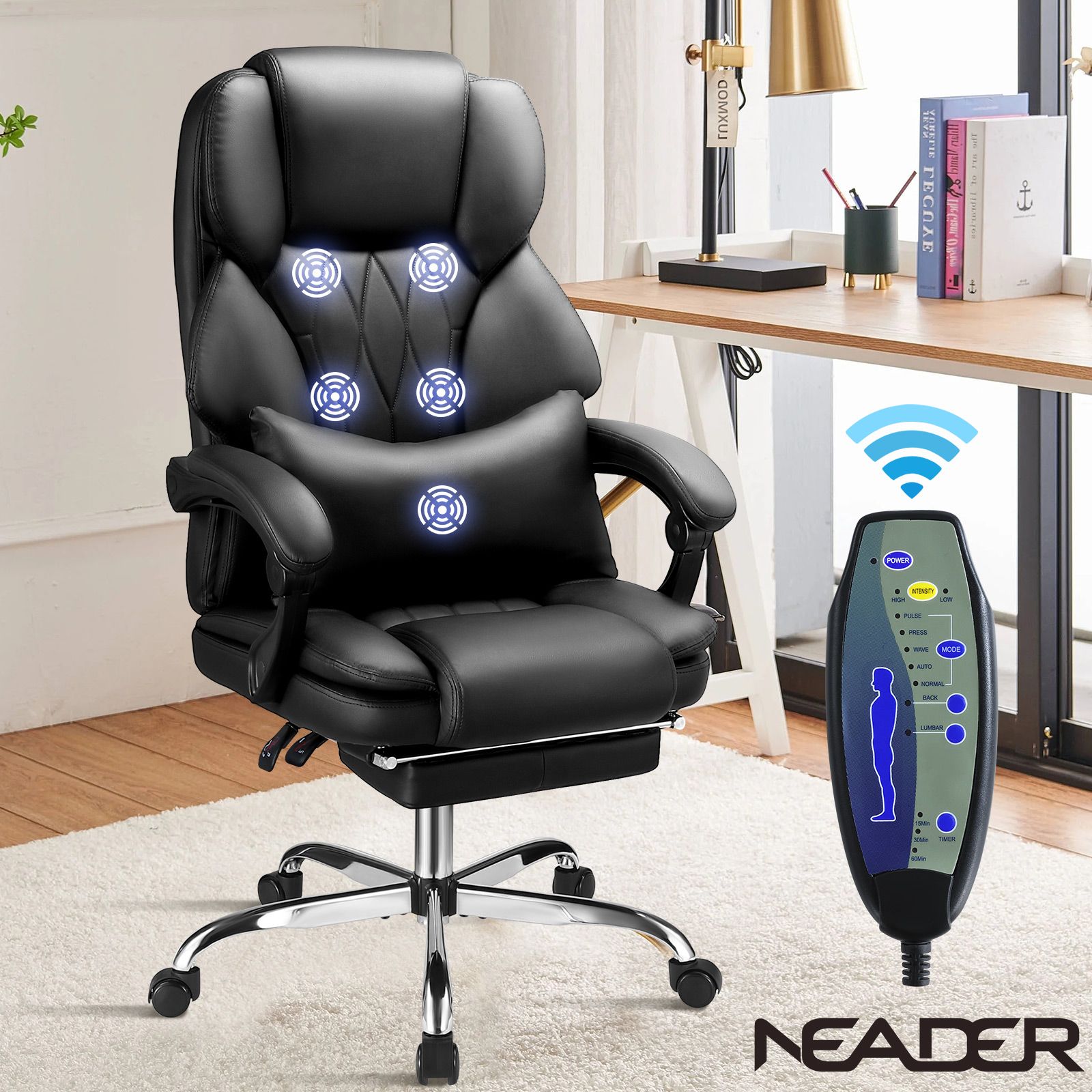 Executive Office Chair Massage Computer Gaming Desk Seat Lumbar
