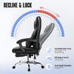 Executive Office Chair Massage Computer Gaming Desk Seat Lumbar Pillow Footrest PU Recliner Comfortable Work Study Armchair Ergonomic Black