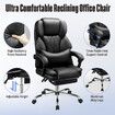 Executive Office Chair Massage Computer Gaming Desk Seat Lumbar Pillow Footrest PU Recliner Comfortable Work Study Armchair Ergonomic Black