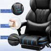 Executive Office Chair Massage Computer Gaming Desk Seat Lumbar Pillow Footrest PU Recliner Comfortable Work Study Armchair Ergonomic Black