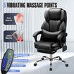 Executive Office Chair Massage Computer Gaming Desk Seat Lumbar Pillow Footrest PU Recliner Comfortable Work Study Armchair Ergonomic Black