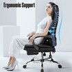 Executive Office Chair Massage Computer Gaming Desk Seat Lumbar Pillow Footrest PU Recliner Comfortable Work Study Armchair Ergonomic Black