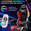 RGB LED Gaming Chair Home Office Massage Computer Racing Desk Executive Armchair High Back Headrest Footrest Lumbar Pillow Seat PU Red