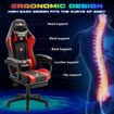 RGB LED Gaming Chair Home Office Massage Computer Racing Desk Executive Armchair High Back Headrest Footrest Lumbar Pillow Seat PU Red