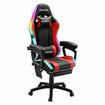 RGB LED Gaming Chair Home Office Massage Computer Racing Desk Executive Armchair High Back Headrest Footrest Lumbar Pillow Seat PU Red