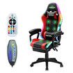 RGB LED Gaming Chair Home Office Massage Computer Racing Desk Executive Armchair High Back Headrest Footrest Lumbar Pillow Seat PU Red