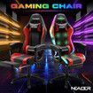 RGB LED Gaming Chair Home Office Massage Computer Racing Desk Executive Armchair High Back Headrest Footrest Lumbar Pillow Seat PU Red