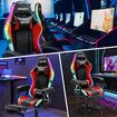 RGB LED Gaming Chair Home Office Massage Computer Racing Desk Executive Armchair High Back Headrest Footrest Lumbar Pillow Seat PU Red