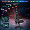 Massage Gaming Chair RGB LED Home Office Computer Racing Desk Executive Armchair High Back Headrest Footrest Lumbar Pillow Seat PU Blue