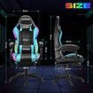 Massage Gaming Chair RGB LED Home Office Computer Racing Desk Executive Armchair High Back Headrest Footrest Lumbar Pillow Seat PU Blue