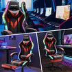 High Back Gaming Chair RGB LED Computer Seat Office Racing Desk Massage Bluetooth Speakers PU Leather Headrest Footrest Work Study Red