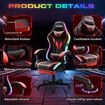 High Back Gaming Chair RGB LED Computer Seat Office Racing Desk Massage Bluetooth Speakers PU Leather Headrest Footrest Work Study Red