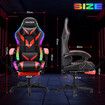 High Back Gaming Chair RGB LED Computer Seat Office Racing Desk Massage Bluetooth Speakers PU Leather Headrest Footrest Work Study Red