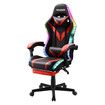 High Back Gaming Chair RGB LED Computer Seat Office Racing Desk Massage Bluetooth Speakers PU Leather Headrest Footrest Work Study Red