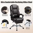 Office Chair Heated Massage Executive Computer Desk PU Leather Work Seat Comfortable Ergonomic Recliner High Back Retractable Footrest Brown