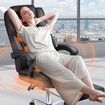 Office Chair Heated Massage Executive Computer Desk PU Leather Work Seat Comfortable Ergonomic Recliner High Back Retractable Footrest Brown