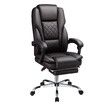 Office Chair Heated Massage Executive Computer Desk PU Leather Work Seat Comfortable Ergonomic Recliner High Back Retractable Footrest Brown