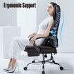 Executive Office Chair Computer Gaming Desk Seat Lumbar Massage Pillow Footrest PU Recliner Comfortable Work Study Armchair Ergonomic Grey