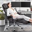 Executive Office Chair Computer Gaming Desk Seat Lumbar Massage Pillow Footrest PU Recliner Comfortable Work Study Armchair Ergonomic Grey