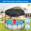 12FT Round Winter Pool Cover, 500D Tear Resistant Solar Pool Covers for Above Ground Pools, Fade Resistant Pool Cover with Windproof Strap, Drawstring, Ground Nails, 360CM ,Black