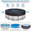 12FT Round Winter Pool Cover, 500D Tear Resistant Solar Pool Covers for Above Ground Pools, Fade Resistant Pool Cover with Windproof Strap, Drawstring, Ground Nails, 360CM ,Black