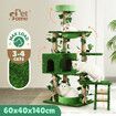 140cm Cat Tree Tower Kitty Sisal Scratching Post Scratcher House Stand Cave Hammock Activity Centre Artificial Grass Condo Furniture Multi Levels