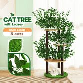 150cm Cat Tree Tower Kitten Scratching Post Play House Stand Activity Centre Scratcher Furniture Climbing Frame Platform Artificial Grass Leaves