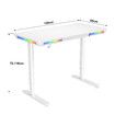 Electric Standing Desk Sit Stand Up Computer Table Height Adjustable Rising Office Workstation Motorised Tempered Glass RGB LED Lights USB White