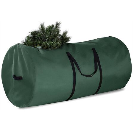 Christmas Tree Storage Box, Cylindrical Oxford Cloth Christmas Tree Storage Bag, Large Waterproof And Dustproof Handle Zipper Storage Bag (Color: Green, Size: 30X50In)