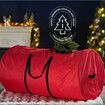 Christmas Tree Storage Box, Cylindrical Oxford Cloth Christmas Tree Storage Bag, Large Waterproof And Dustproof Handle Zipper Storage Bag (Color: Red, Size: 30X50In)