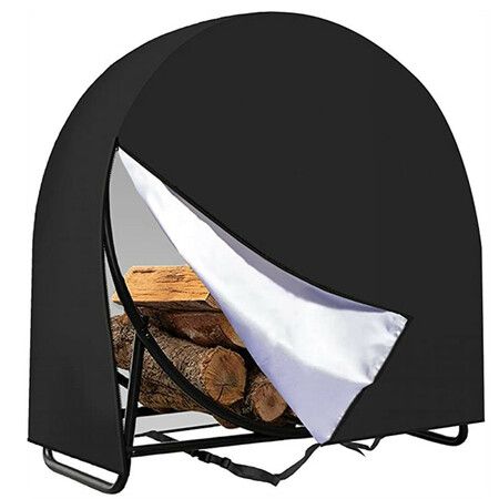 Firewood Rack Cover, 500D Waterproof Firewood Hoop Cover, Round Firewood Cover with Zipper Opens, Indoor Outdoor Log Rack Cover, Fits 40 Inch Round Log Holder (Only Cover)