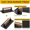 Burger Press, Heavy Duty Cast Iron Rectangular 8.2x4.2Inch Bacon Grill Press with Wood Handle for Sandwich, Paninis (Rectangle)