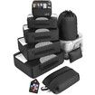 8 Set Packing Cubes for Suitcases,Travel Essentials for Carry on,Luggage Organizer Bags Set for Travel Accessories in 4 Sizes (Extra Large,Large,Medium,Small) Black