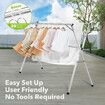 Clothes Drying Airer Stainless Steel Garment Rack Laundry Adjustable Foldable Freestanding Outdoor With 20 Hooks