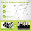 Clothes Drying Airer Stainless Steel Garment Rack Laundry Adjustable Foldable Freestanding Outdoor With 20 Hooks