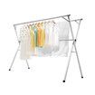 Clothes Drying Airer Stainless Steel Garment Rack Laundry Adjustable Foldable Freestanding Outdoor With 20 Hooks