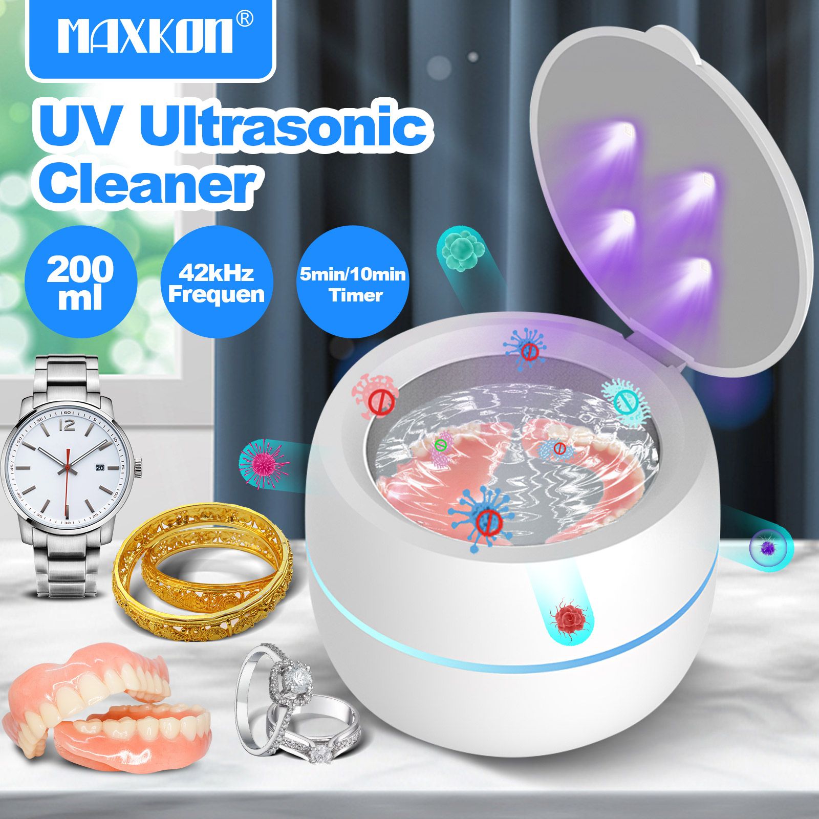 Ultrasonic UV Cleaner – for Dentures, Retainers, Jewelry, Diamond Rings