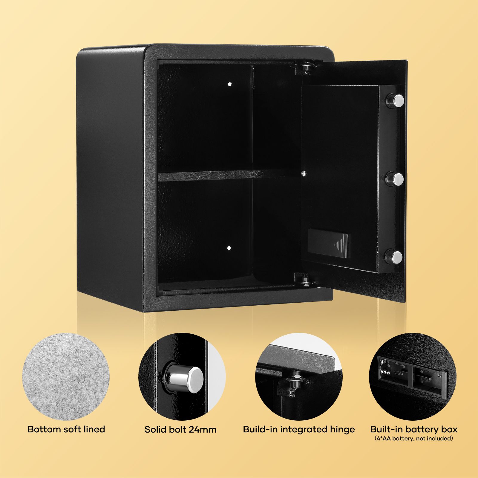 Digital Safe Security Box Electronic 40L Key Lock Money Jewellery Cash Deposit Fingerprint Steel Password Home Office