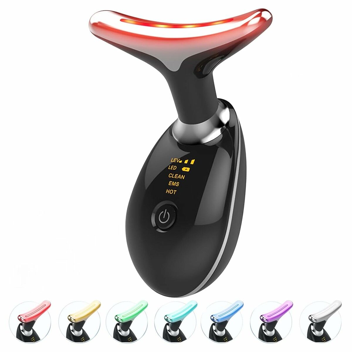 Neck Tightening Device, Wrinkle Removal Device, Facial Neck Massager for Face Lifting, Anti Aging, Bright Black