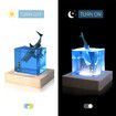 Shark Diver Night Light Table Lamp, Handmade Resin Shark Lamp, Night Light Cube Desk Ornament, Suitable for Children's Room, Office Decoration, Gift