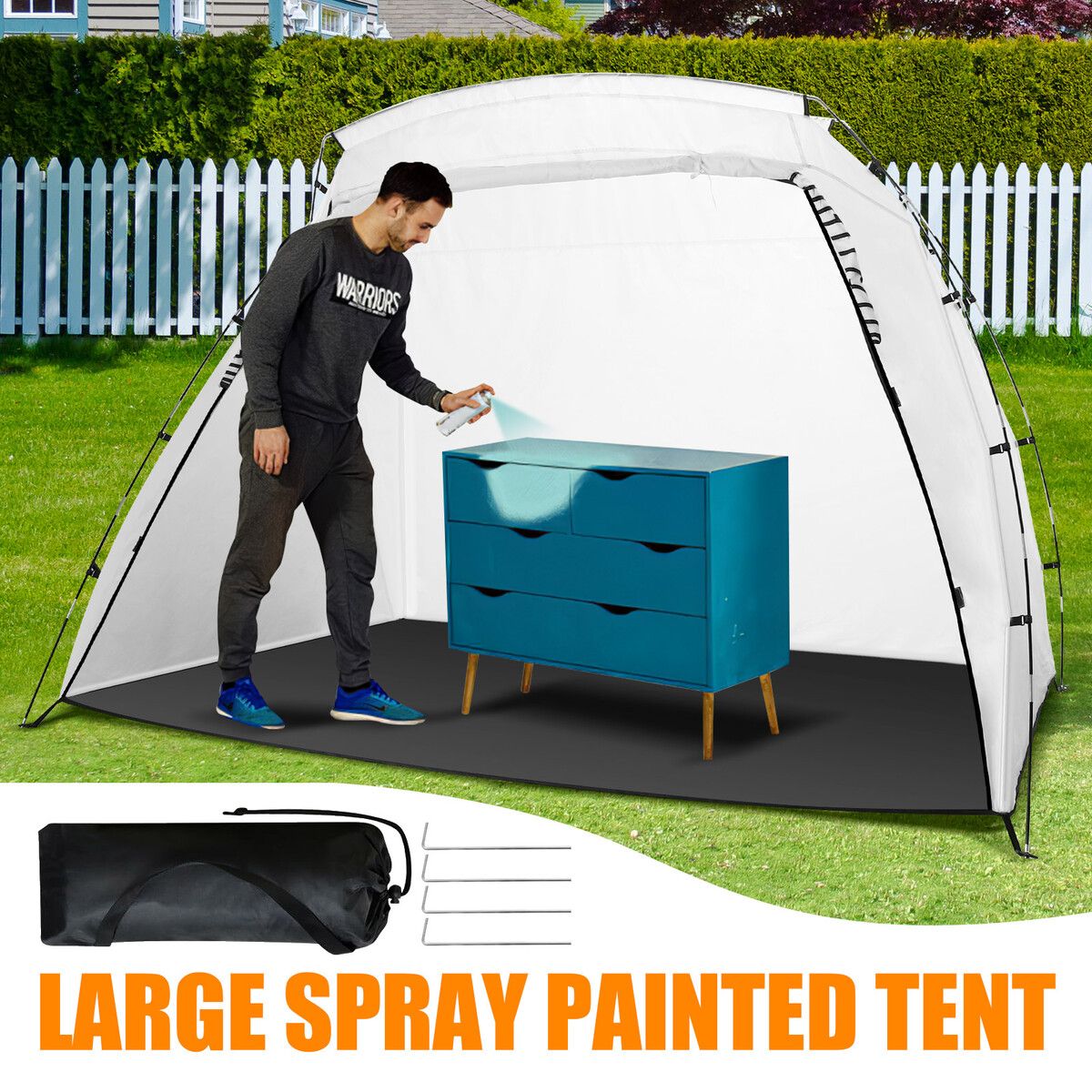 Spray Paint Tent Shelter Portable Mobile Booth DIY Painting Outdoor Enclosure White 259 x 183 x 168 cm