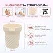 Silicone Boot for Stanley Cup 40oz, Cream Bottom Boot for Stanley IceFlow 20 30oz White