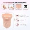 Silicone Boot for Stanley Cup 40oz, Cream Bottom Boot for Stanley IceFlow 20 30oz Pink