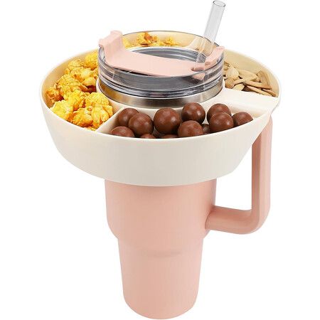 Snack Bowl for Stanley Cup, Reusable Snack Ring Compatible with Stanley Quencher H2.0 40OZ Tumbler (Cream, 40OZ)