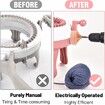 Knitting Machines Adapter, Circular Knotting Loom Crank Handle Adapter for Sentro 22 40 48 and Jamit for Quick Knit (Pink)